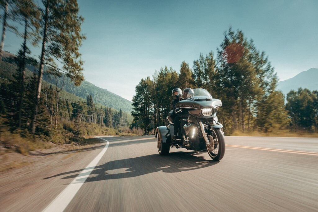 New Harley-Davidson motorcycle in motion