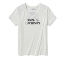 Women's Willie G Skull Bling V-neck - Cloud Dancer