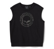 Women's Willie G Skull Bling Sleeveless Crew - Harley Black