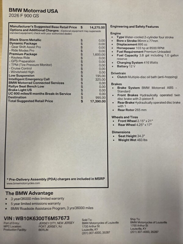 2026 BMW Motorrad F 900 GS | $1,000 Cash Rebate, photo 2