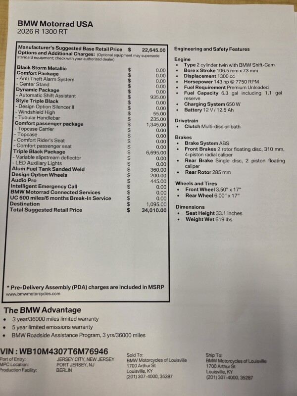 2026 BMW Motorrad R 1300 RT | $1,000 Cash Rebate, photo 2
