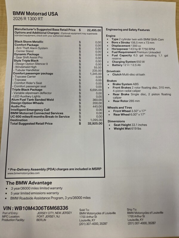 2026 BMW Motorrad R 1300 RT | $1,000 Cash Rebate, photo 2