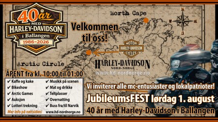40 År med Harley-Davidson i Ballangen Lørdag 1.August 2026