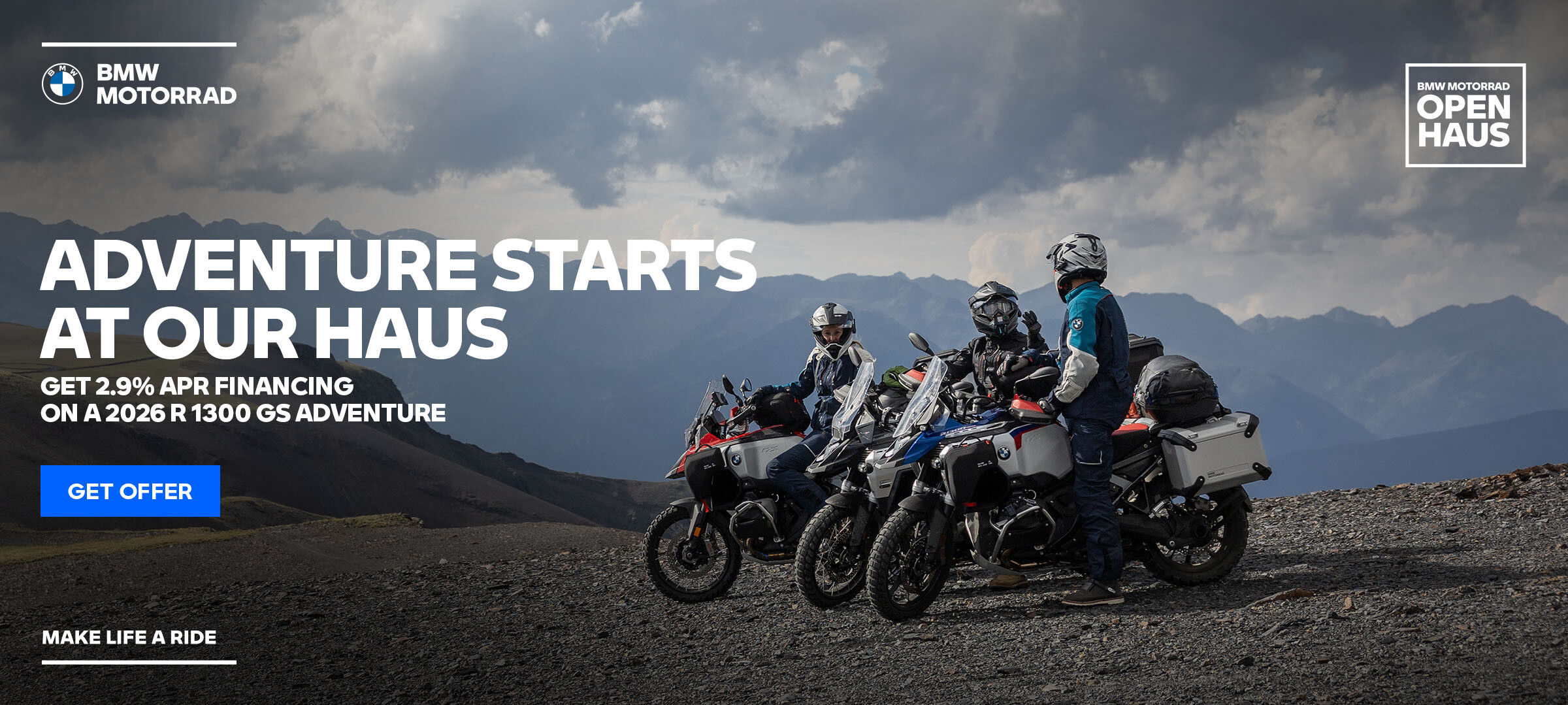 2.9% APR financing or $1,750 off MSRP on the 2026 R 1300 GS Adventure