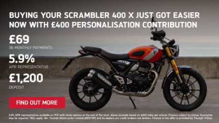 SCRAMBLER 400 X - NOW AVAILABLE ON 5.9% APR REPRESENTATIVE