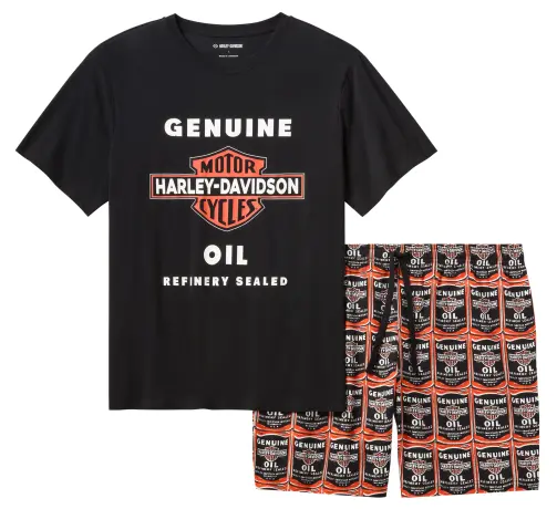 Harley-Davidson® Pidžama Set Oil Can Bar & Shield Black