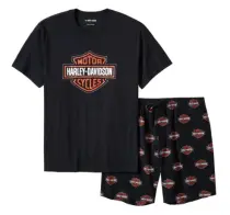 Harley-Davidson® Pidžama Set Bar & Shield Print Black