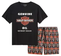 Harley-Davidson® Pidžama Set Oil Can Bar & Shield Black