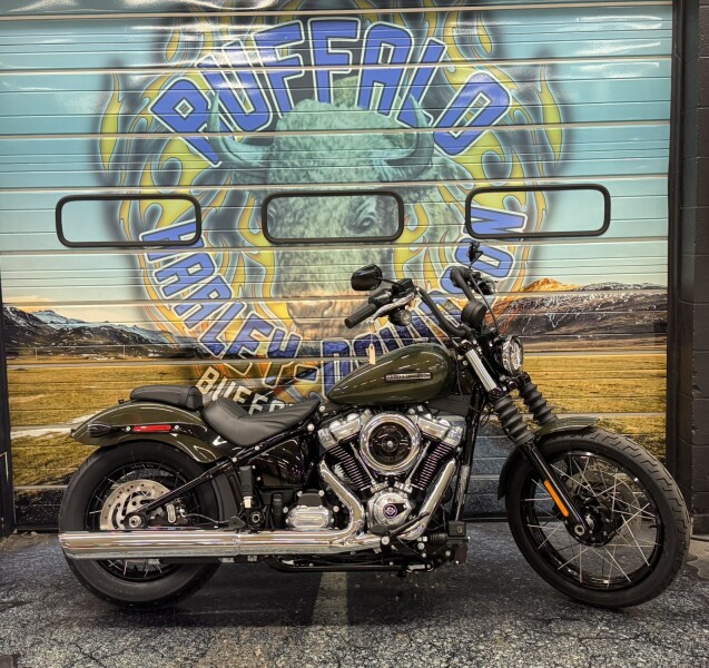 2026 Harley-Davidson® Street Bob® Olive Steel Metallic Chrome Laced Wheels