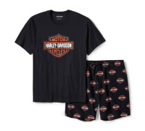 GIFTにも最適！Harley-Davidson メンズ バー＆シールド プリントパジャマショーツセット 96148-26VM