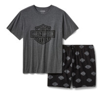 GIFTにも最適！Harley-Davidson メンズ バー＆シールド トーナルパジャマショーツセット 96146-26VM
