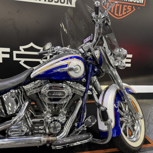 2014 Harley-Davidson® Softail® Deluxe Candy Cobalt and White Gold Pearl with Airflow graphics thumb 1