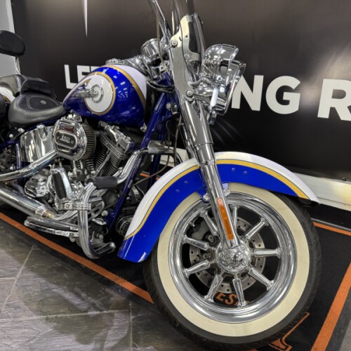 2014 Harley-Davidson® Softail® Deluxe Candy Cobalt and White Gold Pearl with Airflow graphics thumb 2