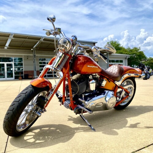 2008 Harley-Davidson Screamin’ Eagle Softail Springer Inferno Orange with Fireburst Flames thumb 3