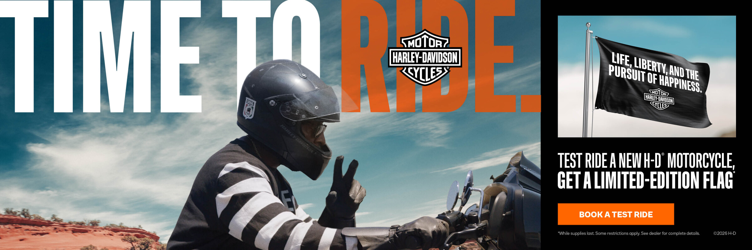 test ride flag promo