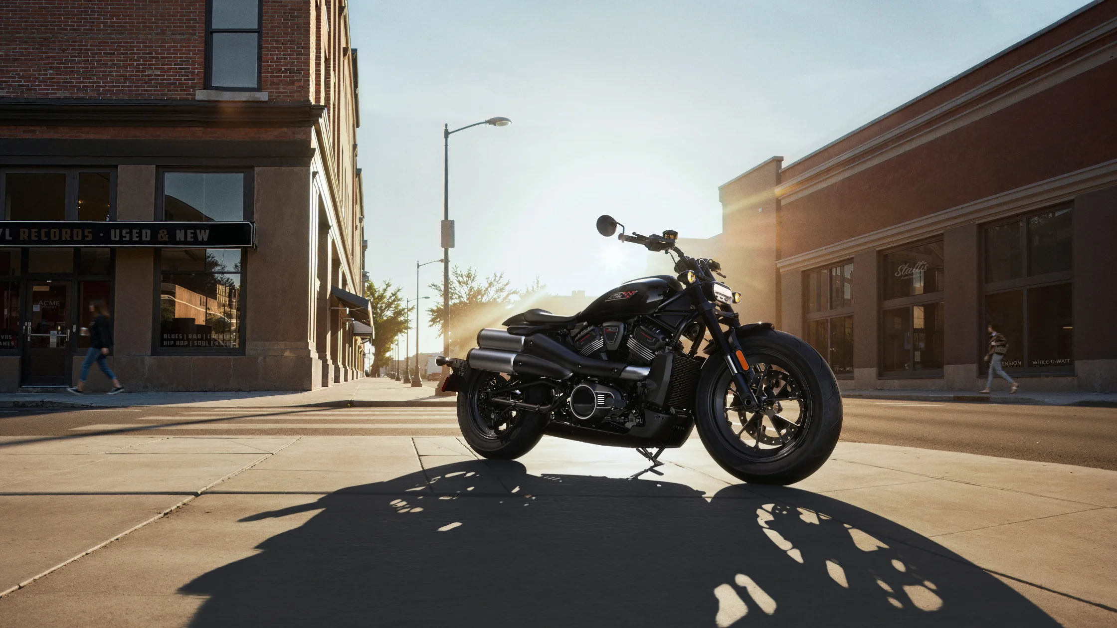 2026 Harley-Davidson® Sportster® S motorcycle parked on a city street at sunset
