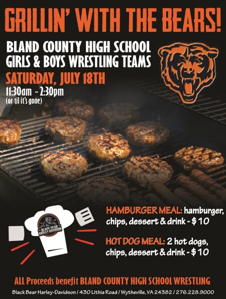 GRILLIN' WITH THE BEARS! Bland High School Wrestling Fundraiser