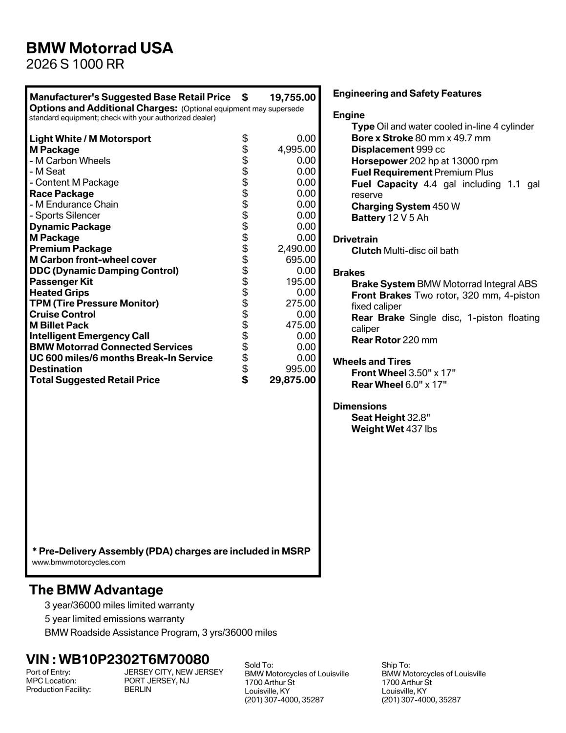2026 BMW Motorrad S 1000 RR | $1,000 Cash Rebate, photo 2