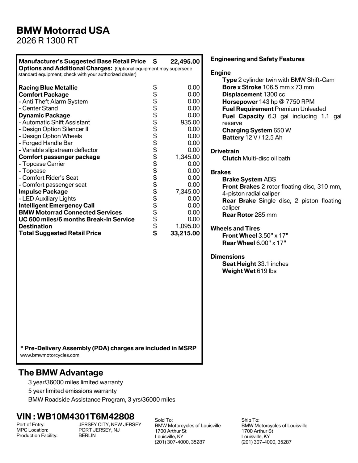 2026 BMW Motorrad R 1300 RT | $1,000 Cash Rebate, photo 2