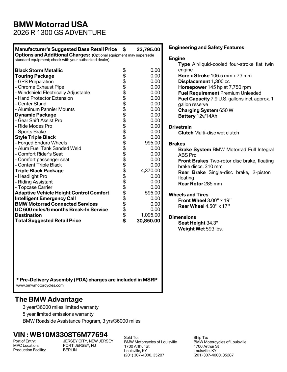 2026 BMW Motorrad R 1300 GS Adventure | $2,500 Cash Rebate, photo 2