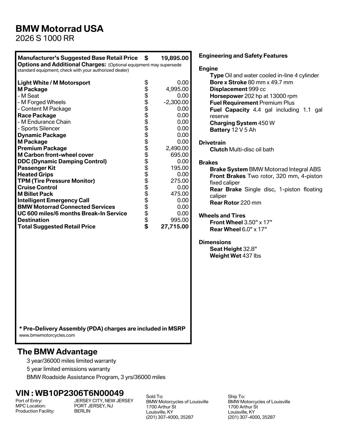 2026 BMW Motorrad S 1000 RR | $1,000 Cash Rebate, photo 2