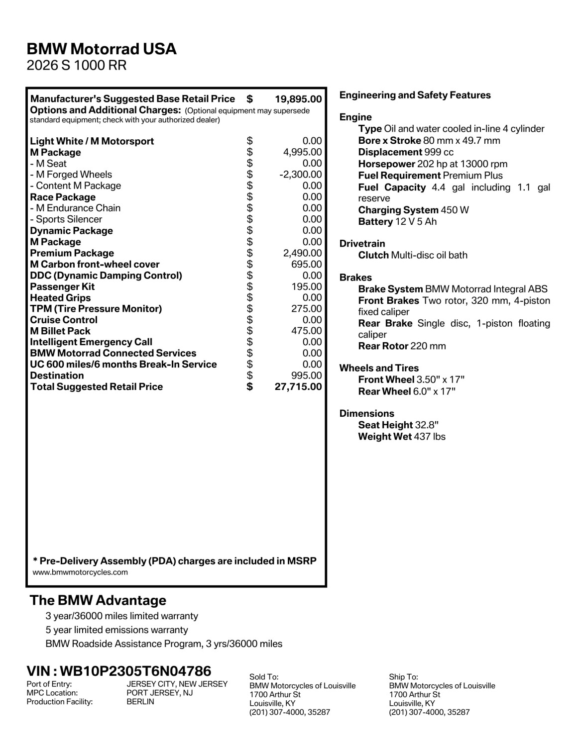 2026 BMW Motorrad S 1000 RR | $1,000 Cash Rebate, photo 2