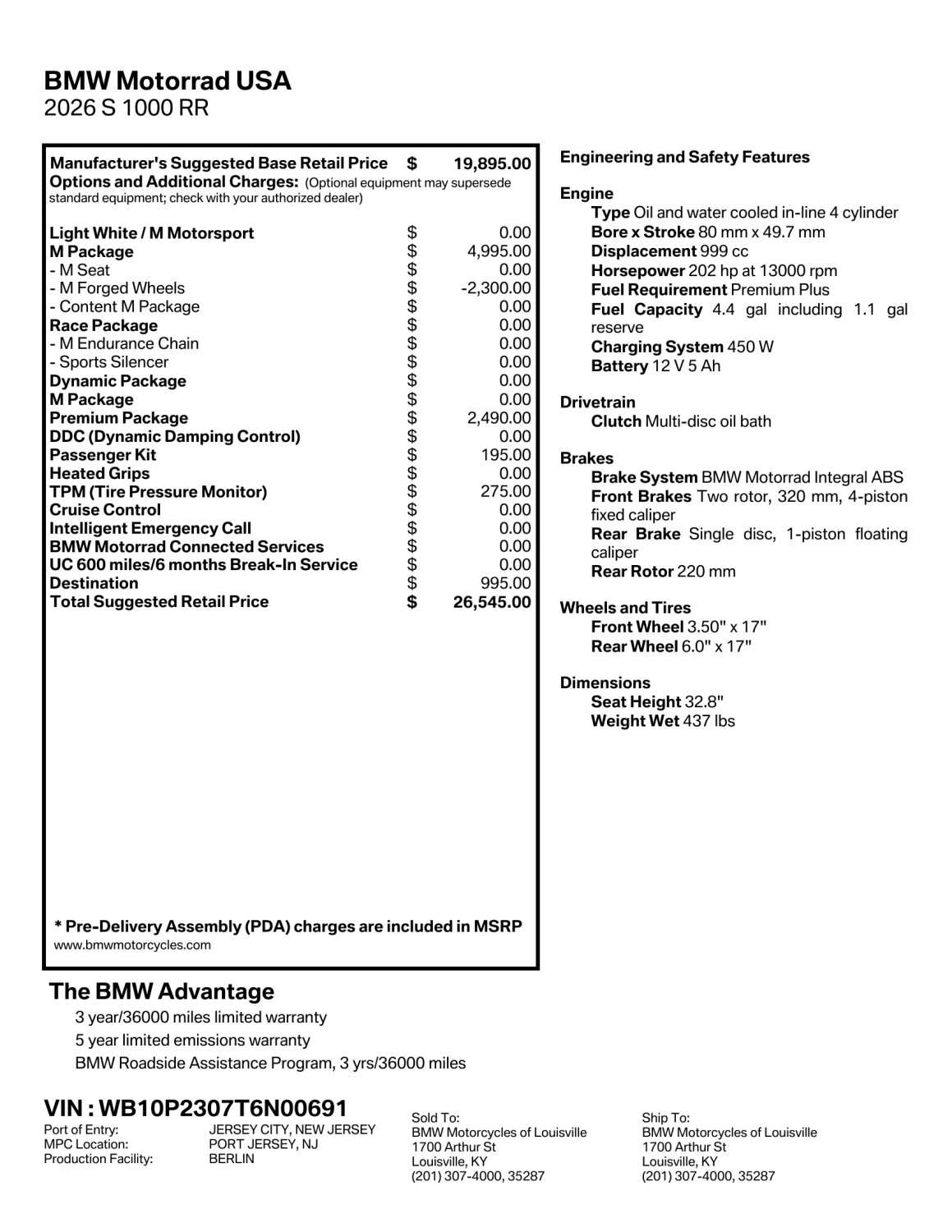 2026 BMW Motorrad S 1000 RR | $1,000 Cash Rebate, photo 2