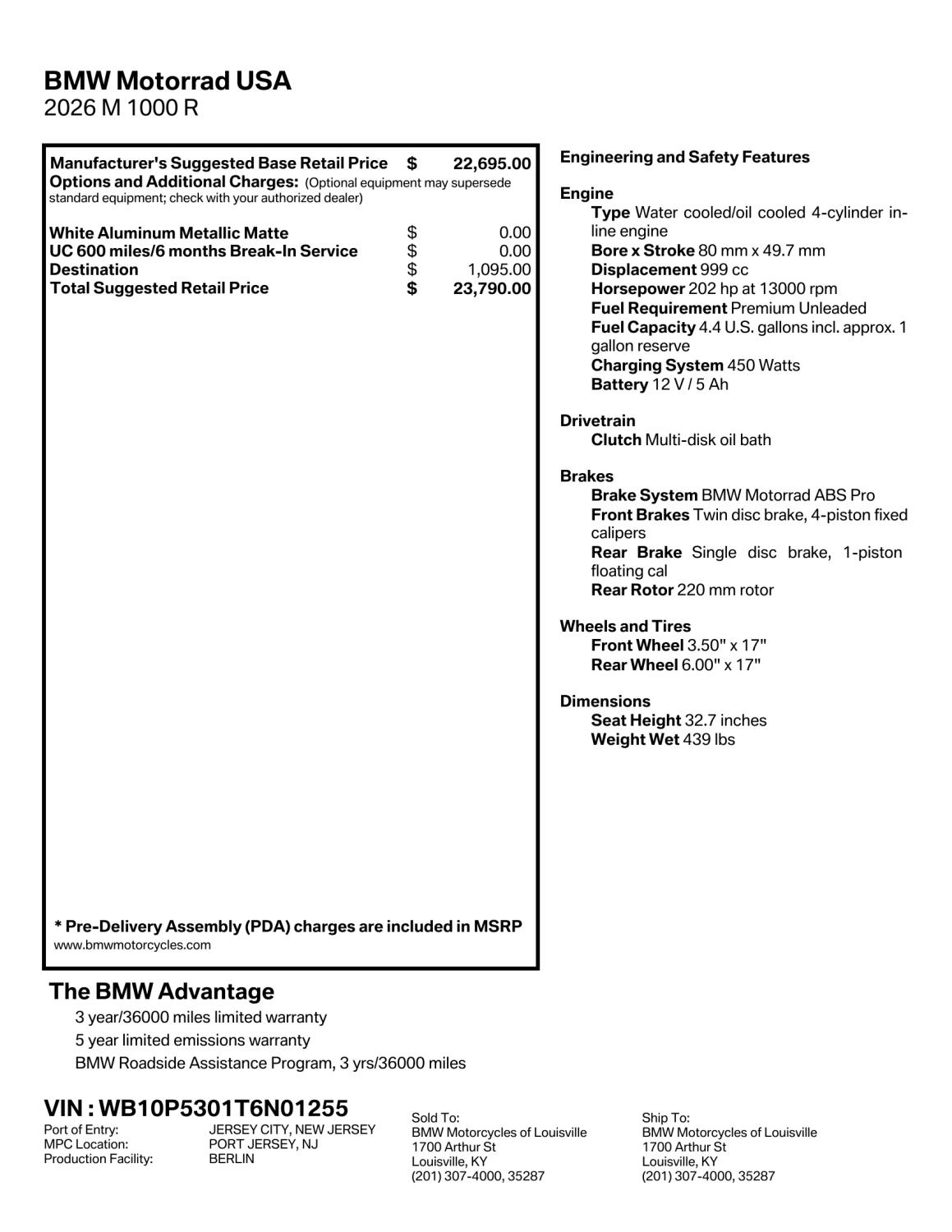 2026 BMW Motorrad M 1000 R | $750 Cash Rebate, photo 2