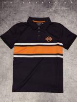 POLO-KNIT,BLACK/ORANGE HEATH