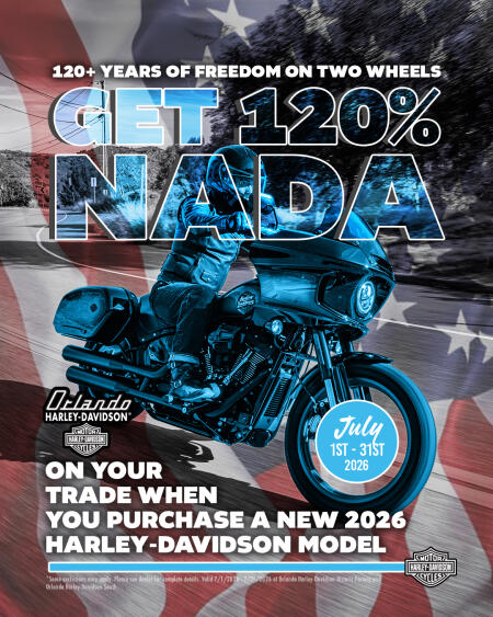 Get 120% NADA On Your Trade When You Purchase a New 2026 Harley-Davidson® Model