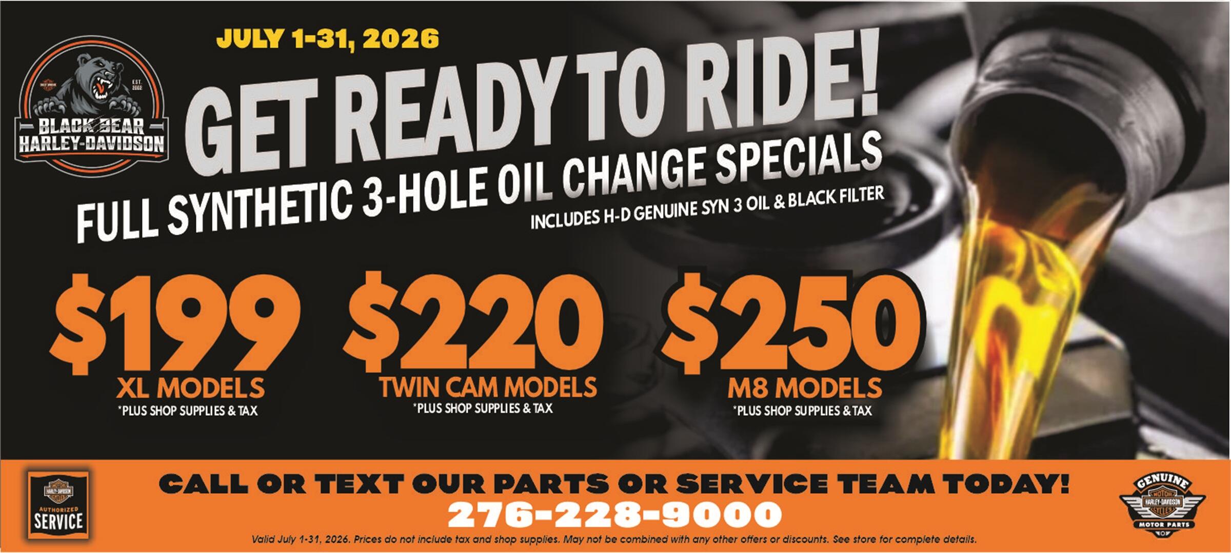 JULY 2026 - Parts & Service Oil Promo