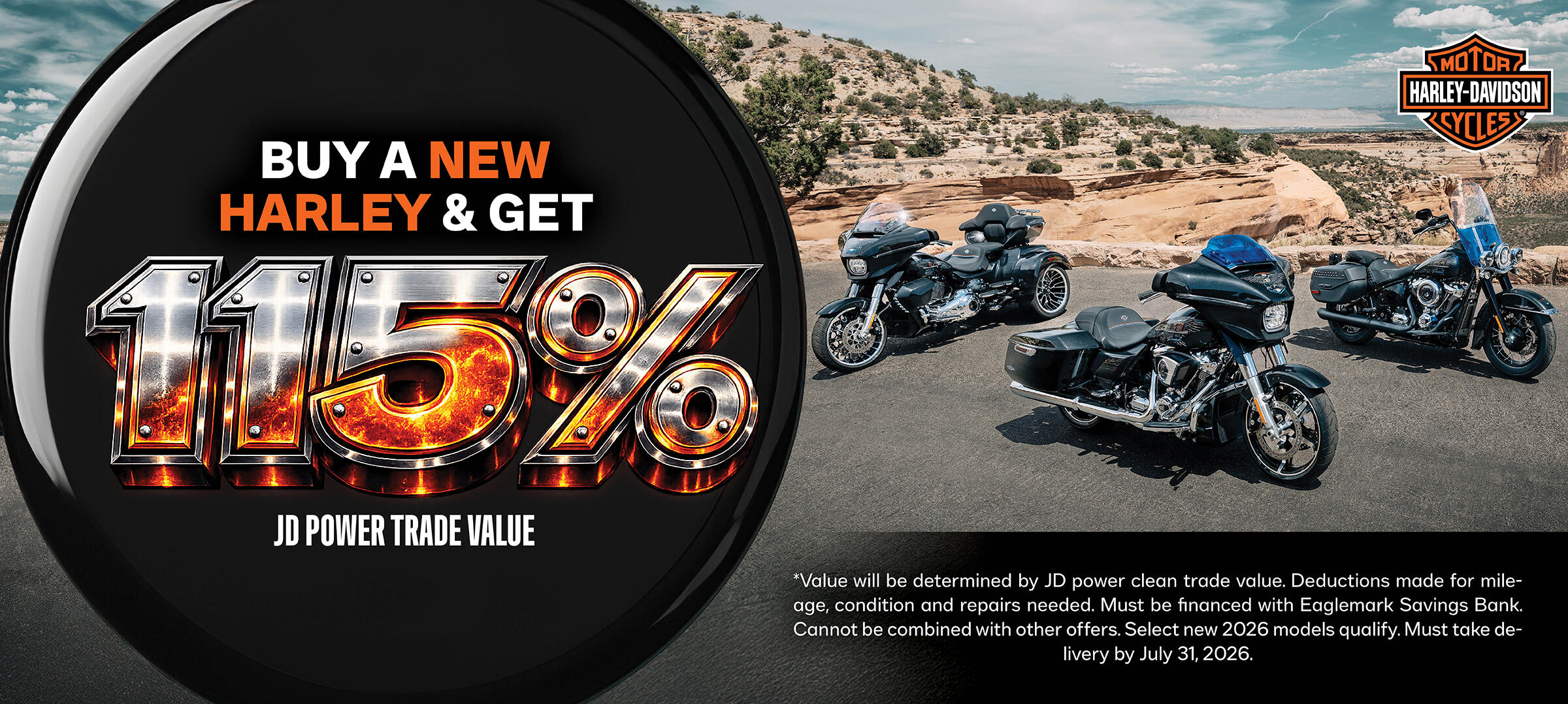 Buy a New Harley Get 115%