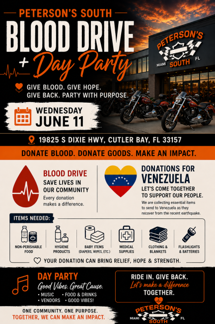 Ride for Relief: Venezuela Earthquake Supply Drive and Blood Drive