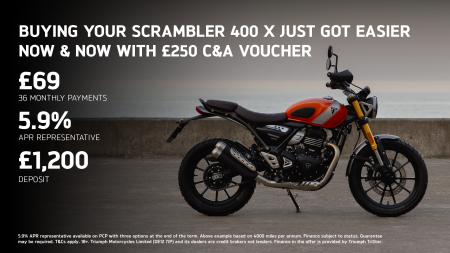 SCRAMBLER 400 X - NOW AVAILABLE ON 5.9% APR REPRESENTATIVE