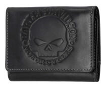 Harley-Davidson® Men's Willie G Skull Snap Tri-Fold kožni muški novčanik
