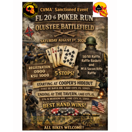 CVMA® FL 20-6 for the Olustee Battlefield Poker Run!