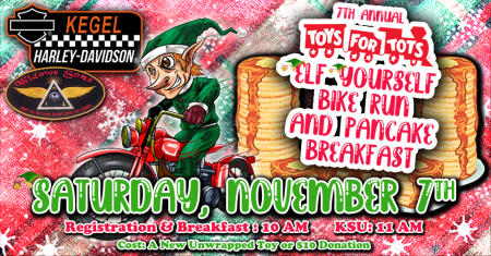 7th Annual Toys for Tots Elf Yourself Bike Run and Pancake Breakfast